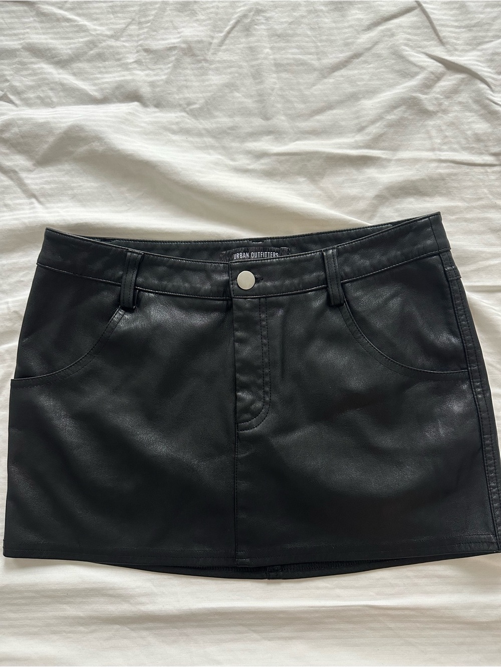 Urban Outfitters Black Faux Leather Mini Skirt with Belt Loops